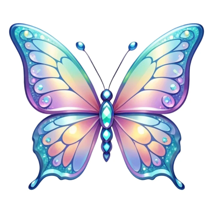 Melting Pastel sparkly glittery shiny iridescent glass crystal butterfly sticker