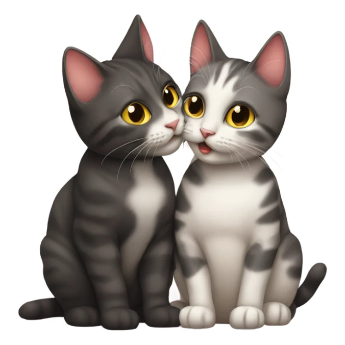 Female cat kissing male cat sticker