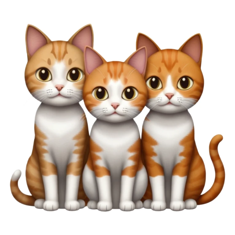 3 different coloured short haired cats including; a dark brown tabby and white cat, and a dark grey and white and a ginger and white sticker