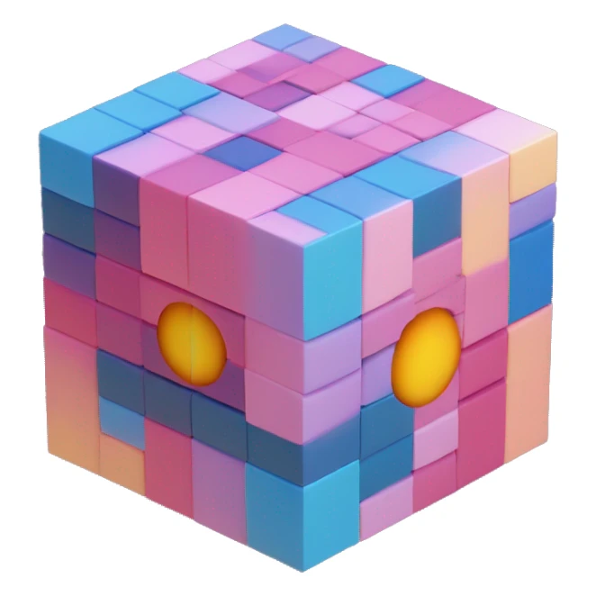 Cube planet made of voxels sticker