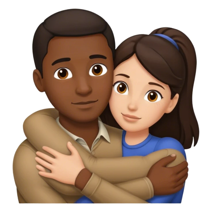 Black man tight hug brunette woman sticker