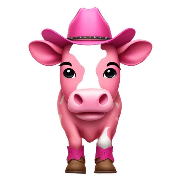 Pink Cow wearing cowboy boots sticker
