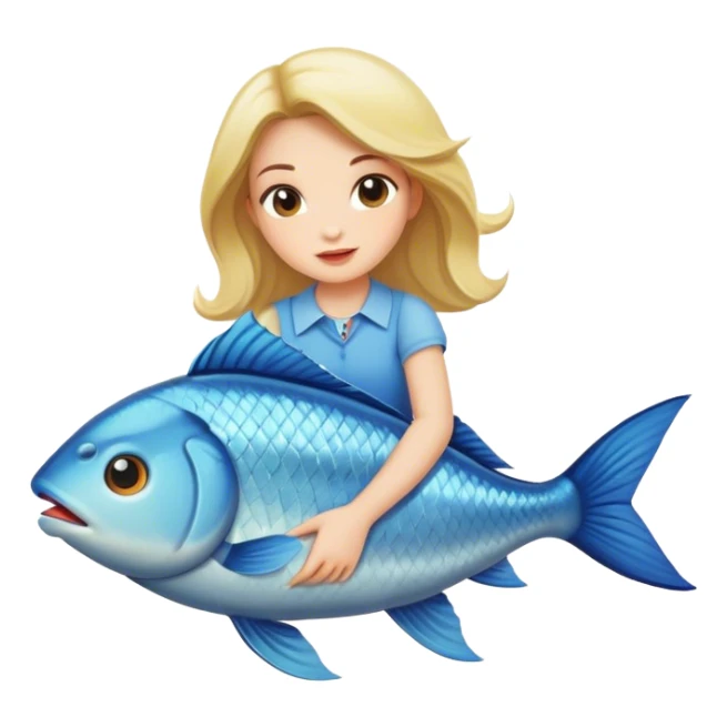 Girl riding a fish sticker