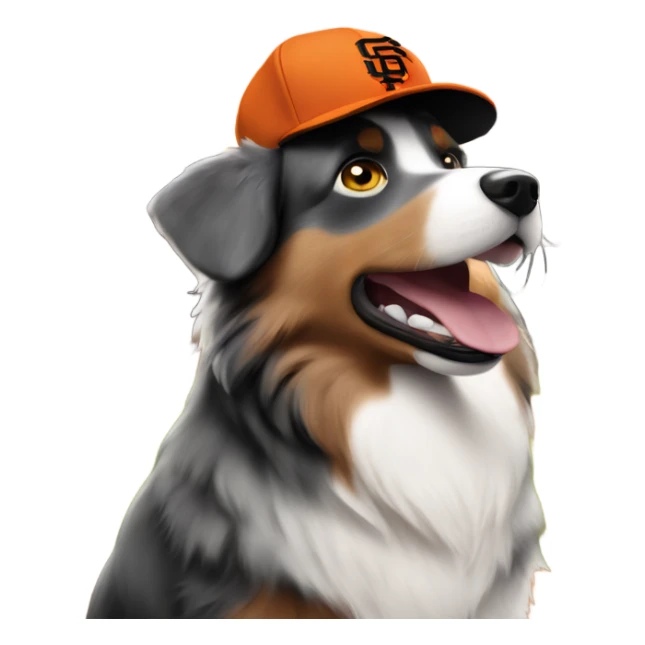 Australian shepherd in sf giants hat sticker
