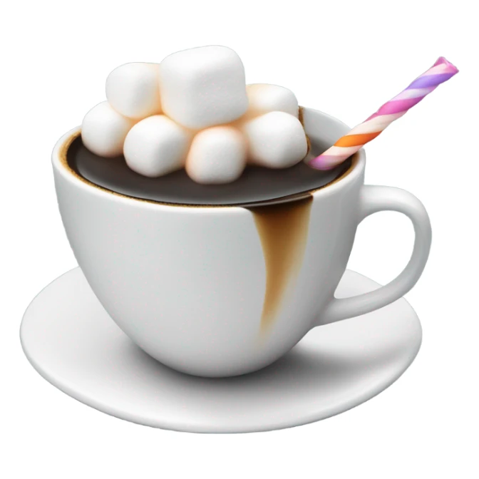 cup of coffee with marshmellows and straw sticker
