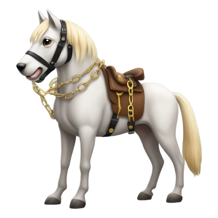 A dog with handcuffs rides a horse sticker