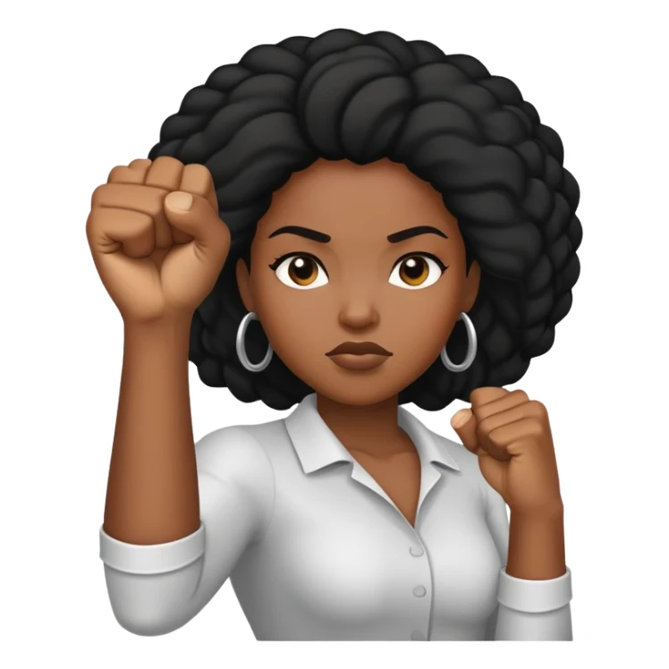 Black woman with fist up sticker