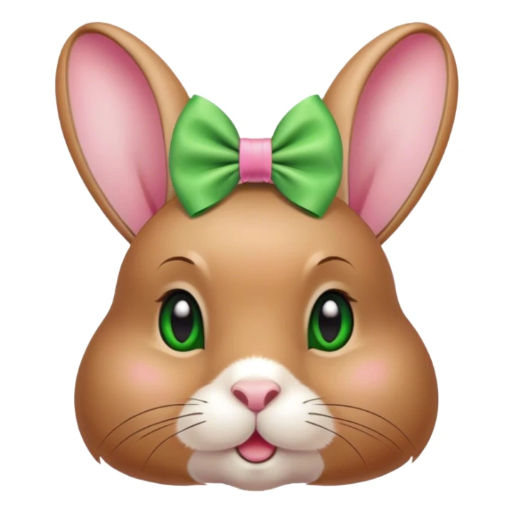 aesthetic rabbit with cute green accsesories, and pink coquette bow on top sticker
