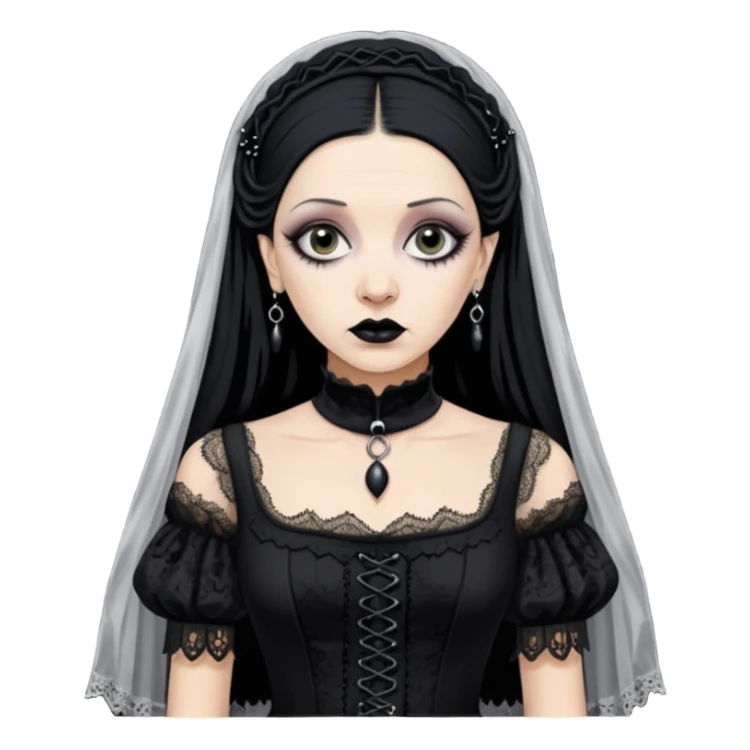 Lene Lovich like a gothic bride in dirty lace sticker