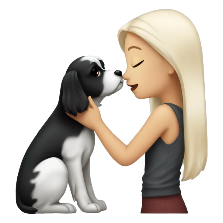 Dark-red-haired girl kiss her Maltese-Black-dog sticker