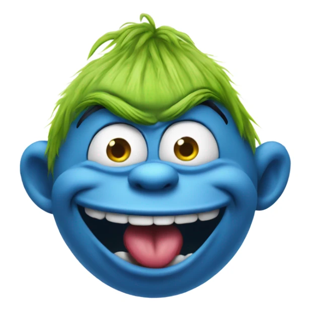 Blue Grinch happily sucking on a pickle  sticker