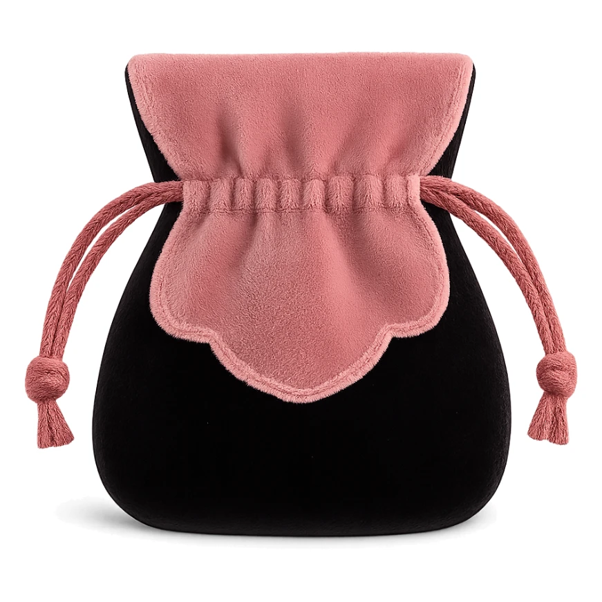black and pink velvet jewelry pouch sticker