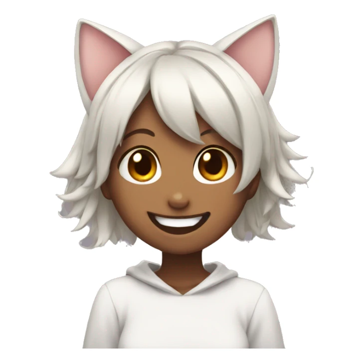 Laughing anime girl with cat ears sticker