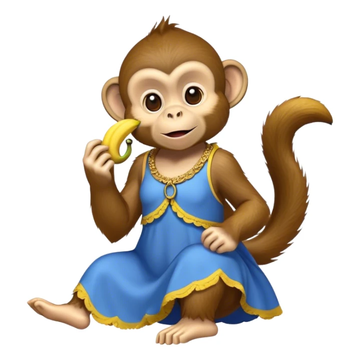 Monkey eating banana in a dress  sticker