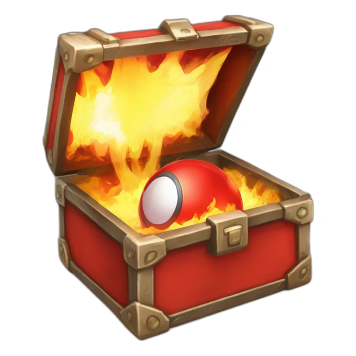 Pokemon Game LootCase Color Red Fire Flame Rich Treasure Legendary Epic Pokeballs and Pokemons Inside this have Shiny Glow sticker