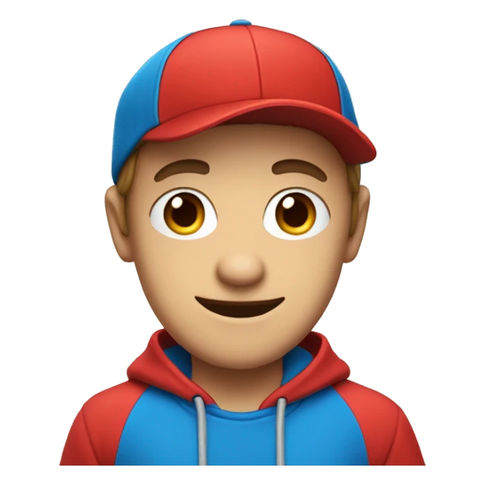 A youtuber with a red cap and a blue hoodie makes a thumb up sticker
