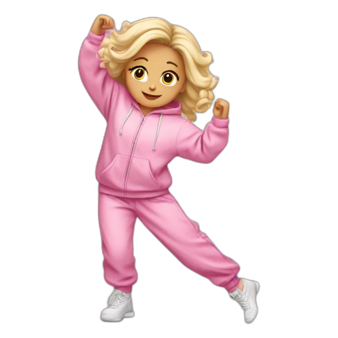 dancing-white-blond-girl-pink-oversize-tracksuit sticker