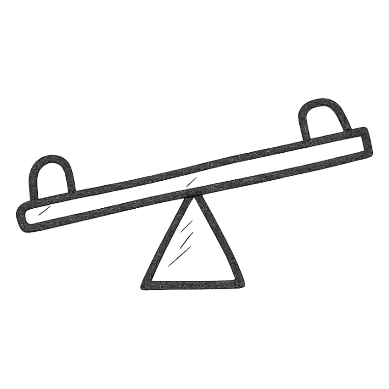 a seesaw, hand drawn with black outlines, no fill sticker