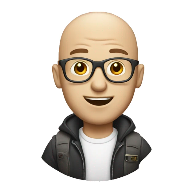 Bald man with a white van and a bag of candy  sticker