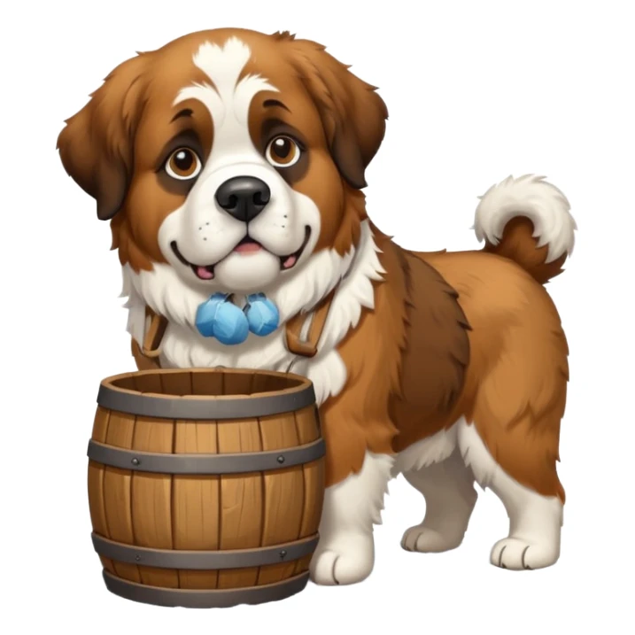st. bernard rescue dog with barrel in snowy mountains sticker
