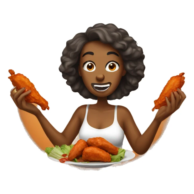 Women eating Buffalo wings sticker