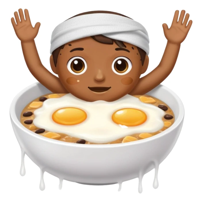 Sweating breakfast Bowl with a Face and tiny Hands and Feet and Sweat Bands sticker