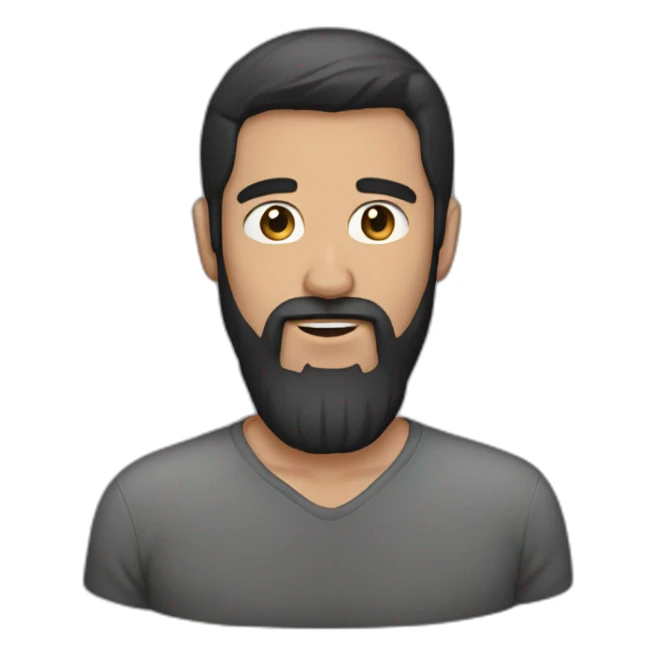 Man with straight dark hair and beard sticker