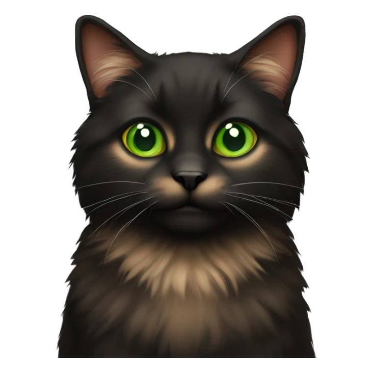 black and brown furry cat with green eyes sticker