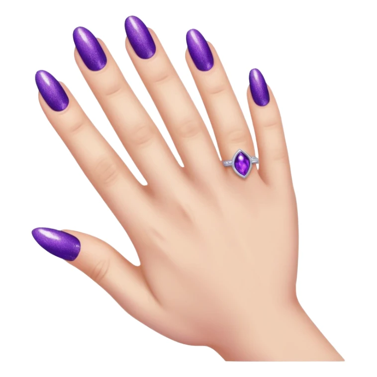 Purple shimmer manicure Han with 5 fongers sticker