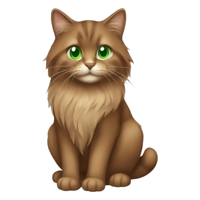a brown coloured long hair cat with green eyes sticker