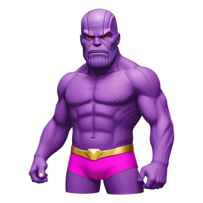 Thanos from Marvel in a bright pink swimsuit  sticker