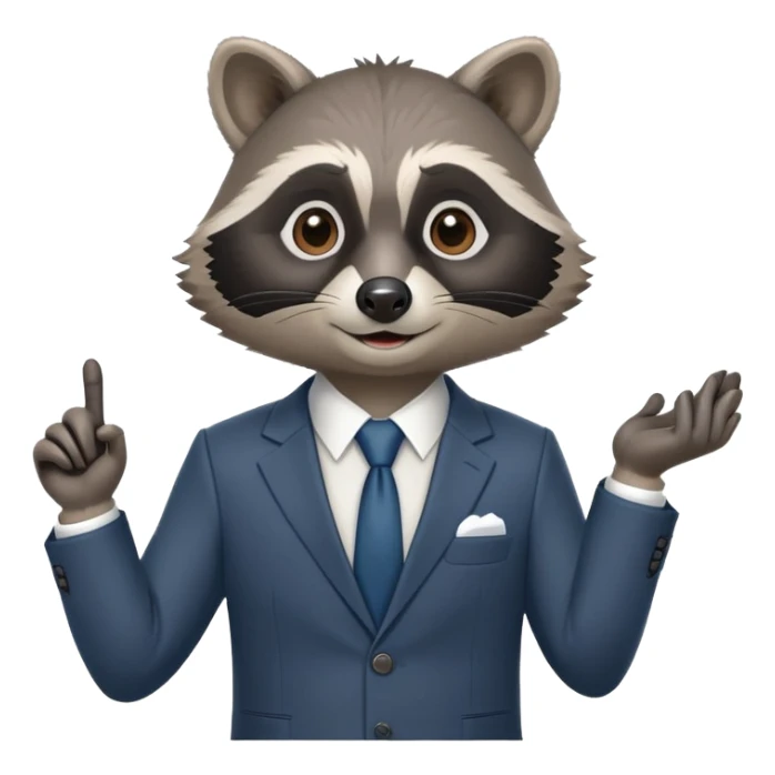 business raccoon in suit giving a PowerPoint presentation sticker