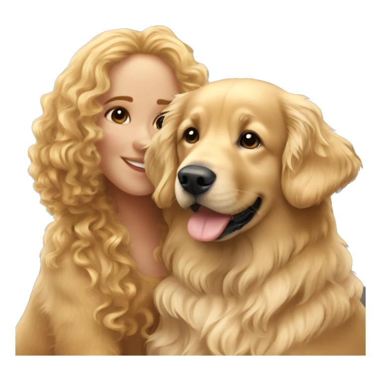 golden retriever with a curly haired girl sticker