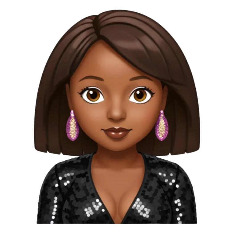Naturi Naughton from 3lw with medium dark brown hair, black sequin outfit sticker