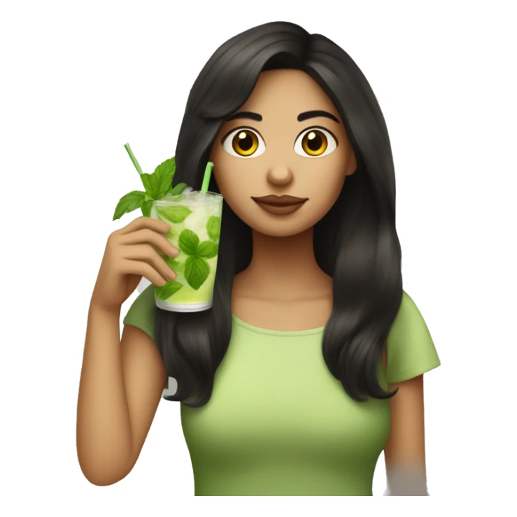 Girl with dark hair and light skin colour drinking a mojito sticker