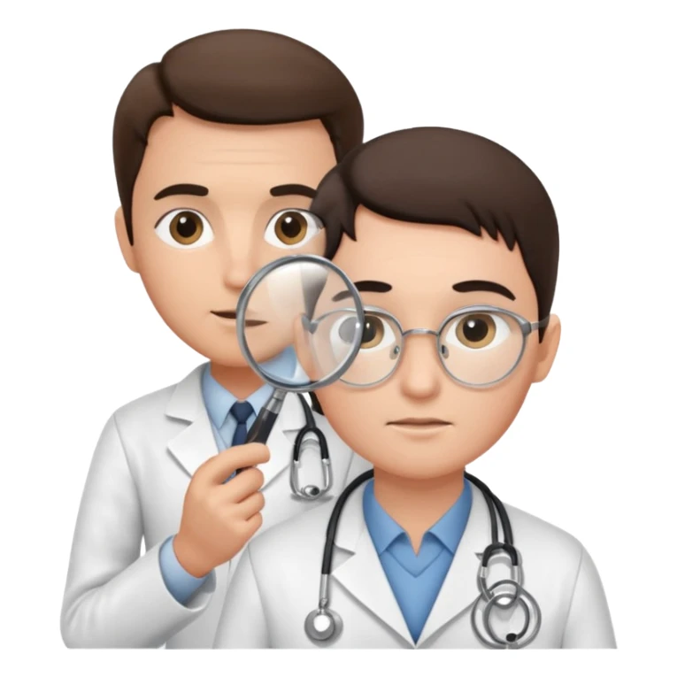 medico olhando a pele de um paciente com uma lupa sticker