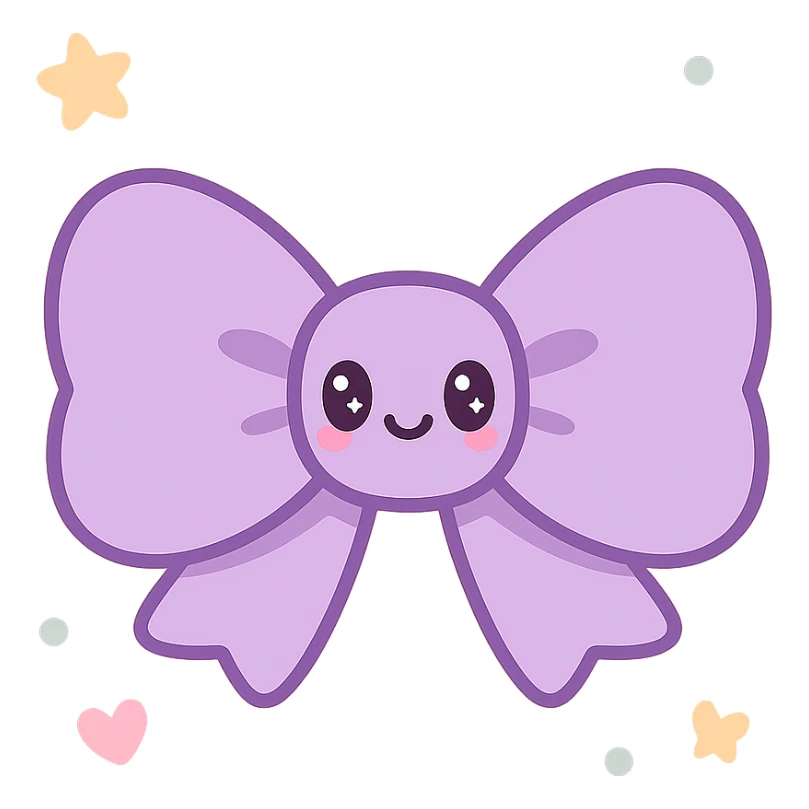 2D cute purple bow, kawaii style sticker