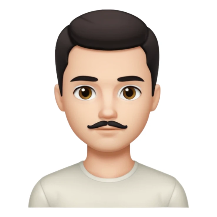 pretty handsome bratz man, with black black black  eyes,  short dar, short mustache pale skin, defined jawlines sticker