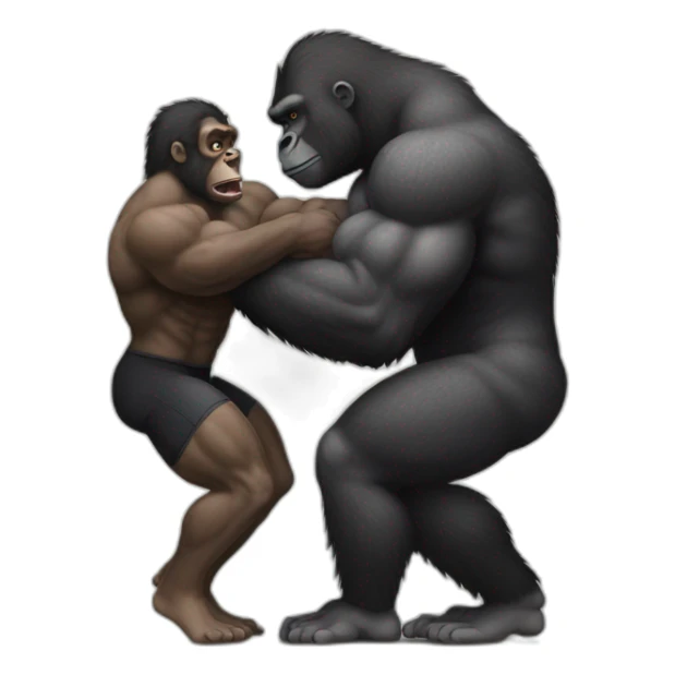 Very buff Gorilla beats man arms wrestling sticker