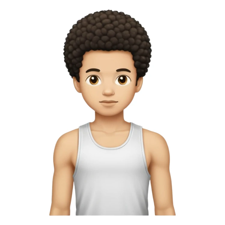 light skin afro boy in tank top sticker