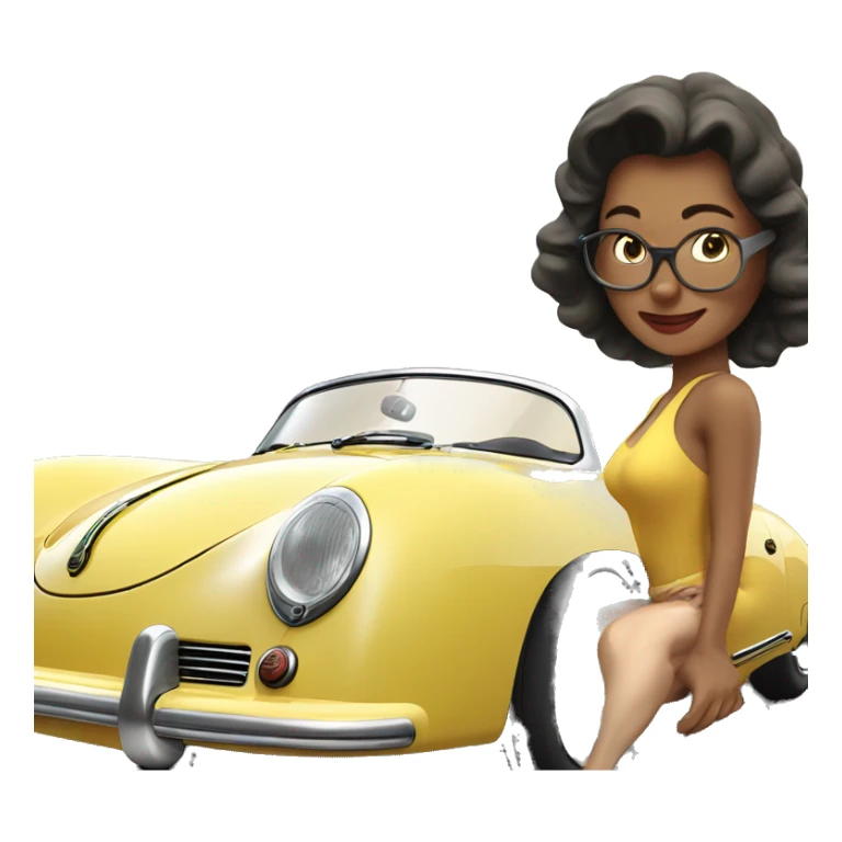 porsche 356 speedster with woman  sticker