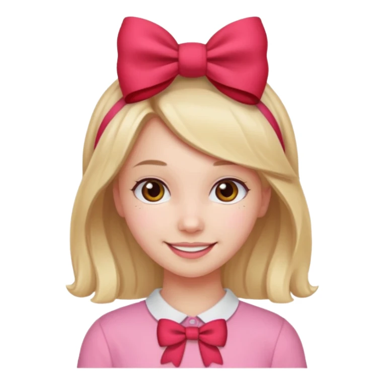 Girl with red bow on her head and pink shirt sticker