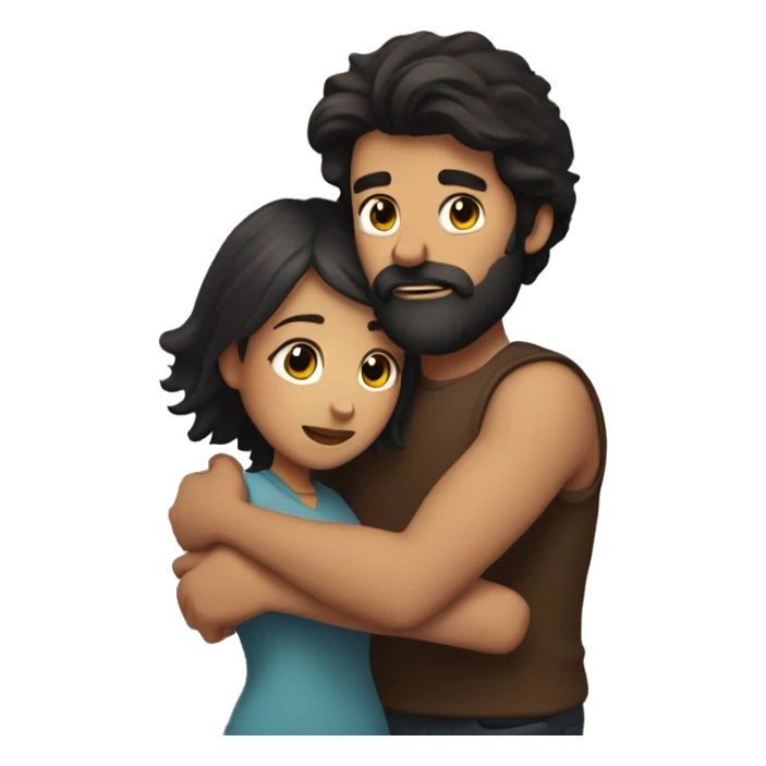 dark haired bearded swarthy guy hugs dark haired girl sticker