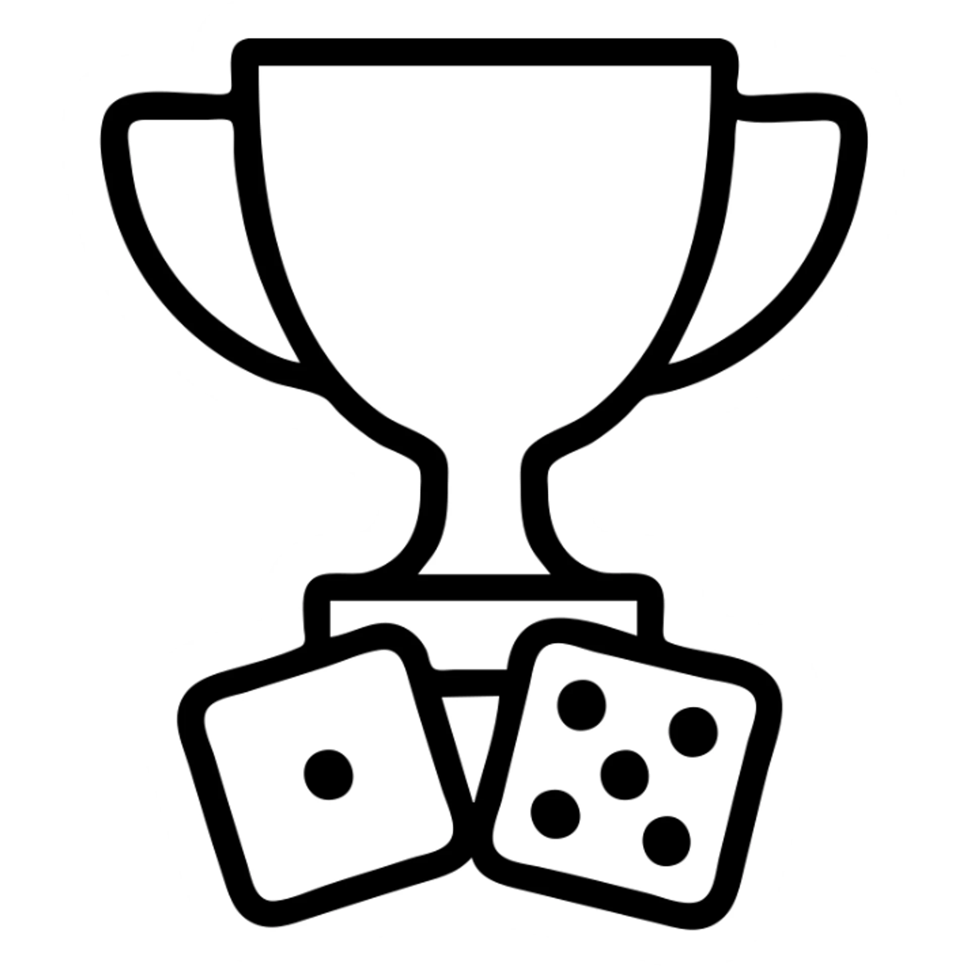 minimalist betting logo with a trophy and dice, clean lines sticker