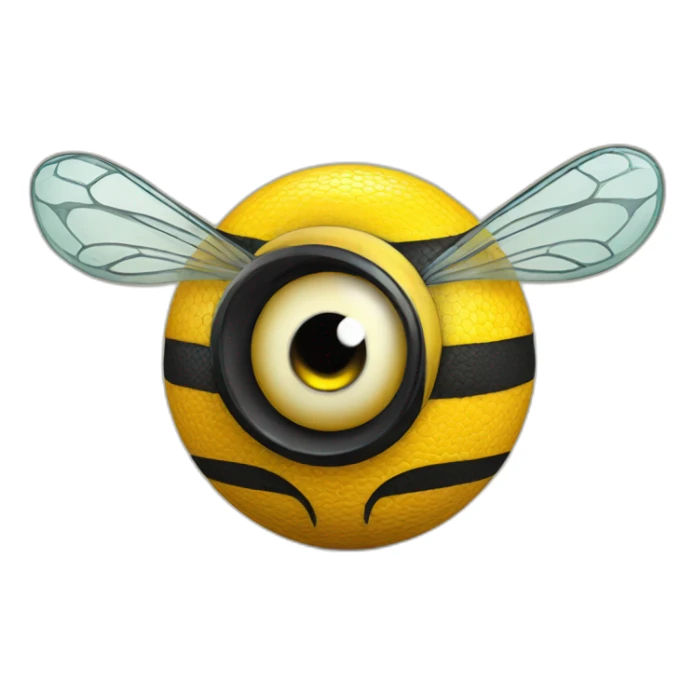 3d sphere with a cartoon Bee skin texture with big courageous eyes sticker