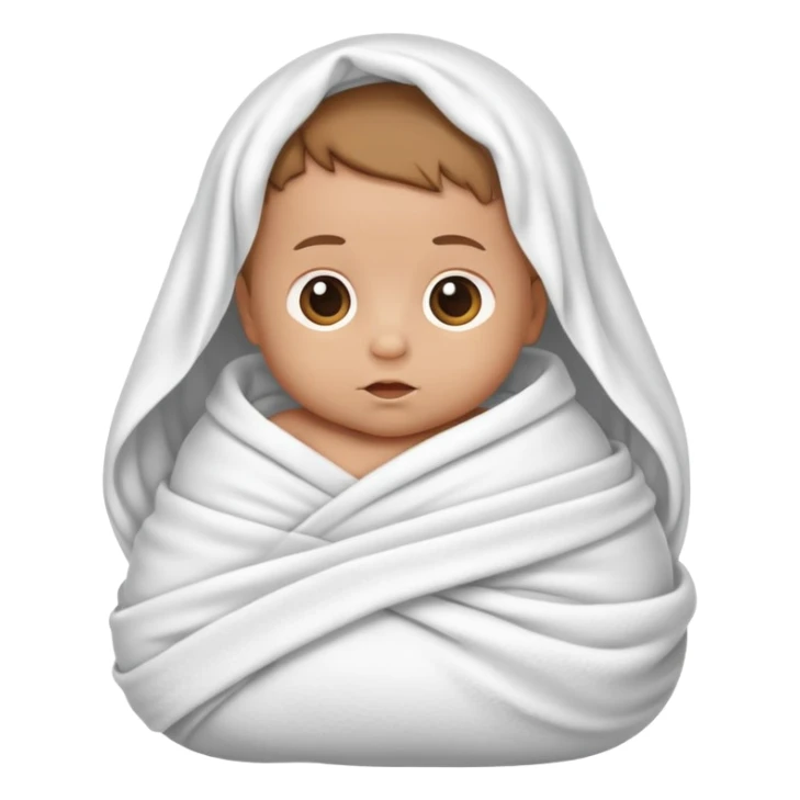 lightly tanned baby swaddled in a white blanket sticker