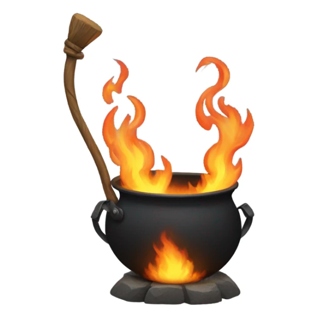 Cauldron that has fire twirling out of it sticker