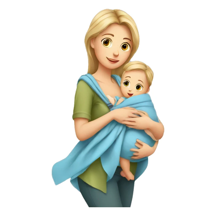 European Babywearing mom with baby and wrap sticker