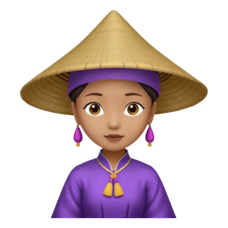 ancient vietnamese girl with dress and conical hat, purple sticker