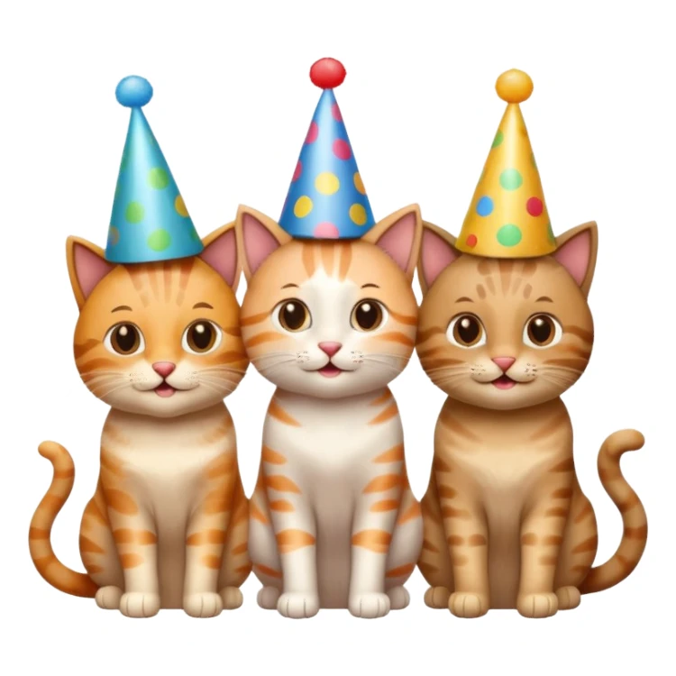  3 happy cats wearing party hats sticker